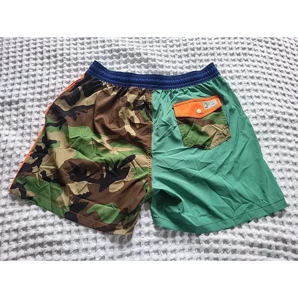 Polo Ralph Lauren Lined Board Shorts / Swim Trunks Men XL Camo Multi Orange READ - Picture 5 of 5